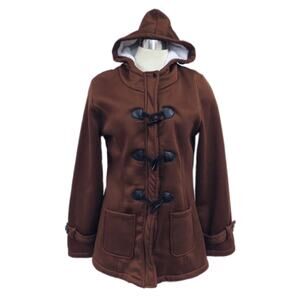 YYFS Medium Brown Toggle Pea Coat with "Sherpa" Lined Hood